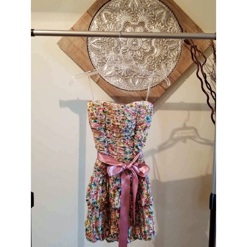 Strapless Floral Dress